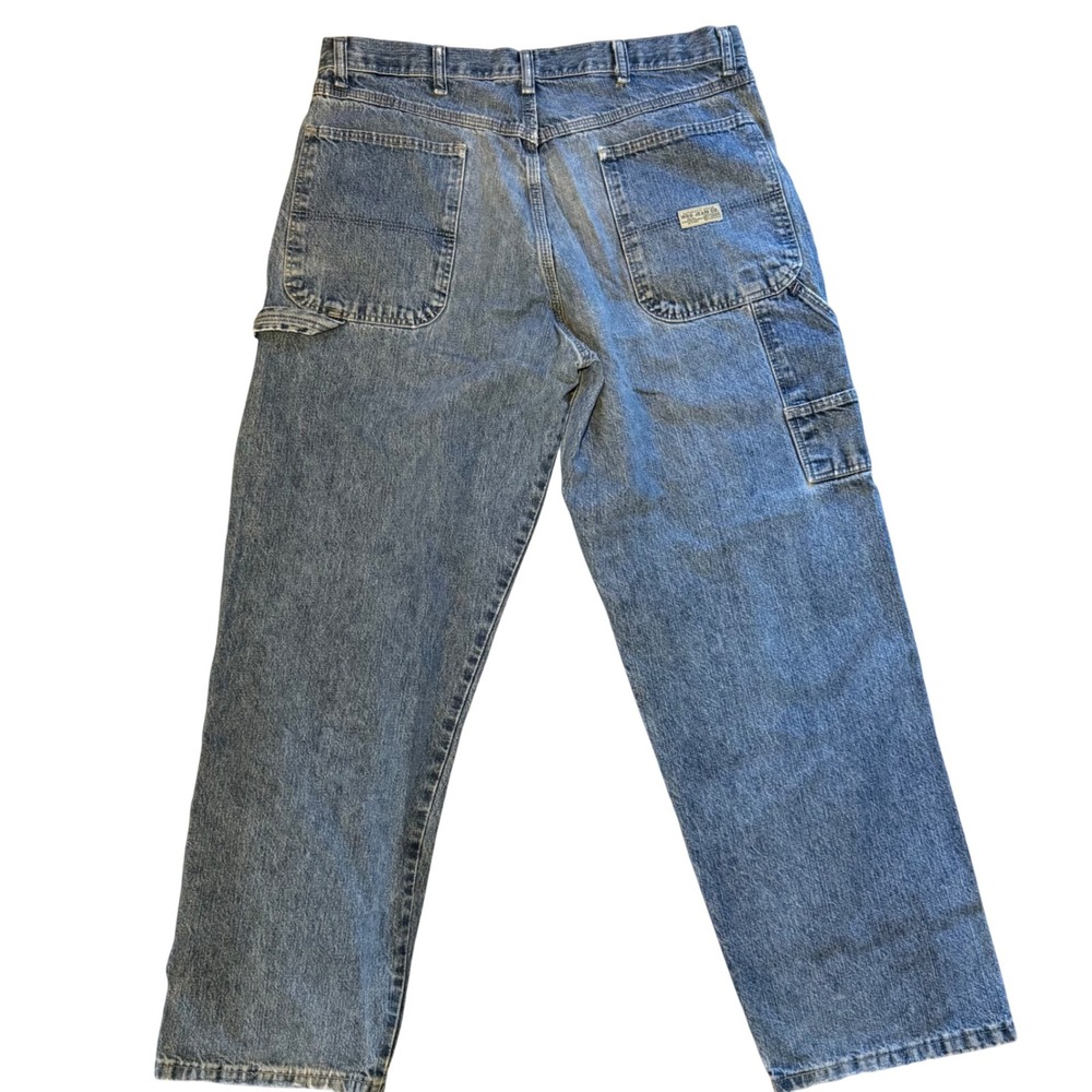 VTG 90s Wrangler Baggy Carpenter Jeans Mens 34x30 Relaxed Fit Blue Denim Wideleg